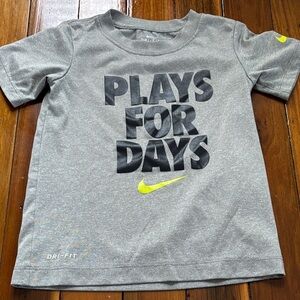 Nike Kids Gray T-Shirt with Neon Yellow Accents